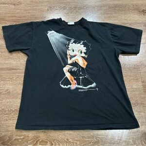 Vintage Betty Boop Spotlight Shirt Pin Up Show Girl Black Fade Graphic L/XL USA